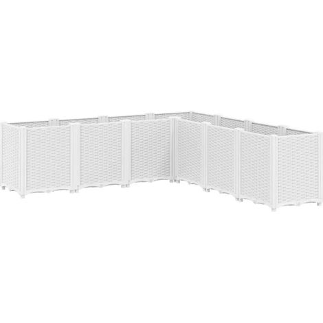 Jardinière modulable blanche 160 x 160 x 53 cm idéale pour plantes grimpantes style rotin en PP blanc (1/5)