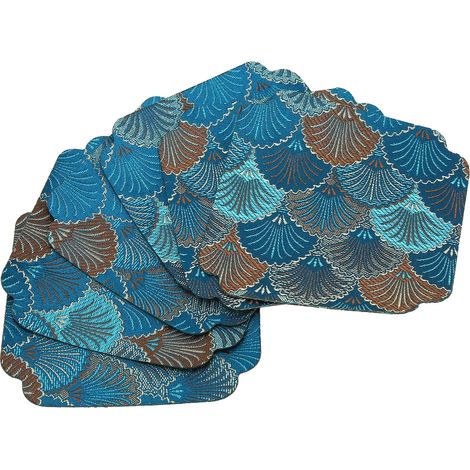 6-teiliges Set japanischer, bestickter Untersetzer, hitzebeständige Tassenunterlagen, Platzsets, Küchenutensilien, lila-blauer Ginkgo (1/5)