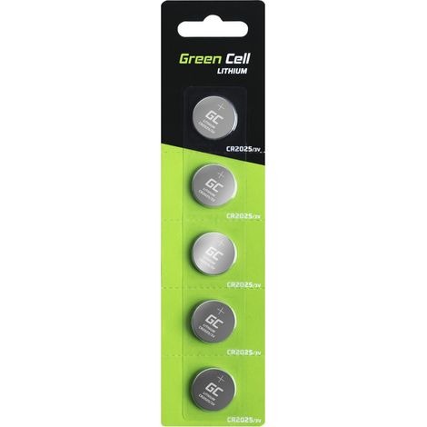 Pile bouton au lithium CR2025 3V 160mAh Green Cell Blister 10x (1/5)