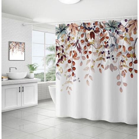 Rideau Douche Fleurs Végétales 180x180cm Polyester (1/5)