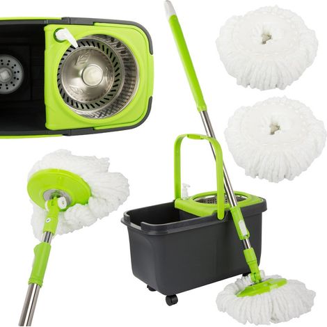 Balai serpillère rotatif avec distributeur rotatif à 360° et 2 tampons en microfibre (1/5)