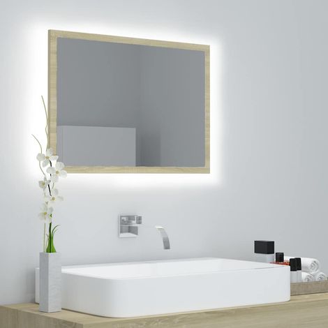 Miroir LED de salle de bain-Miroir de maquillage à LED Chêne sonoma 60x8,5x37 cm Acrylique 835005 (1/5)