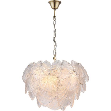 Dar Courtney Suspension Courtney à 10 lumières, verre texturé et laiton antique (1/5)
