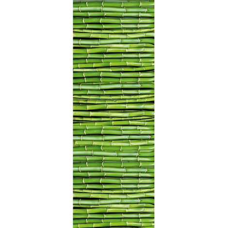 Papier peint panoramique bambou vert 3D | Tapisserie panoramique trompe l'oeil bambou idéal couloir | Papier peint panoramique cuisine & salon - 280 x 100 cm (1 pièce) (1/2)