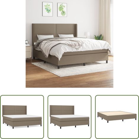 vidaXL Kopfteil - Boxspringbett mit Matratze Taupe 180x200 cm Stoff (1/5)