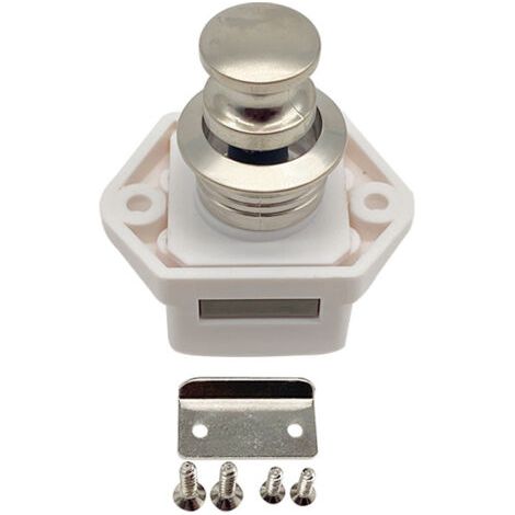 royaluxe-Lot de 2 loquets sans clé à bouton-poussoir, fermoir de verrouillage de porte de meuble, verrou à bouton pour armoire de caravane de camping-car (blanc)