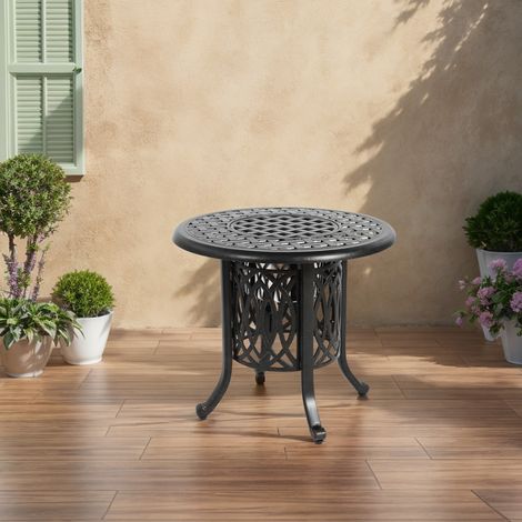 Table de jardin aluminium-table d'appoint avec seau à glace-pieds réglables-pour terrasse et extérieur-55x55x49(cm) (1/5)