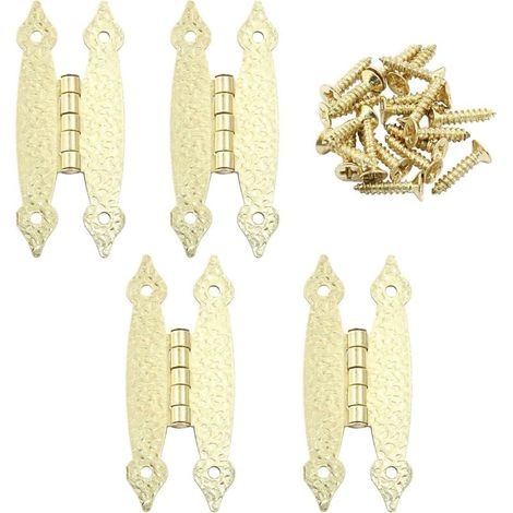 Lot de 4 Charnières en Fer or Style Ancien pour Portes D'armoire, Robustes et Multifonctions Distance de Trou 6,3 Cm, Cuisine et Meubles (1/5)