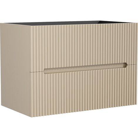 Meuble sous vasque suspendu strié beige - 80 cm - PAVANI