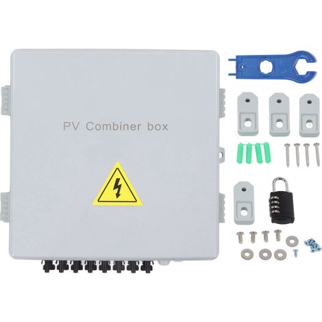 Boîte de jonction solaire 8 chaînes, parafoudre intégré, fusible 10A, disjoncteur DC 80A, pour système photovoltaïque autonome hors réseau. (1/5)