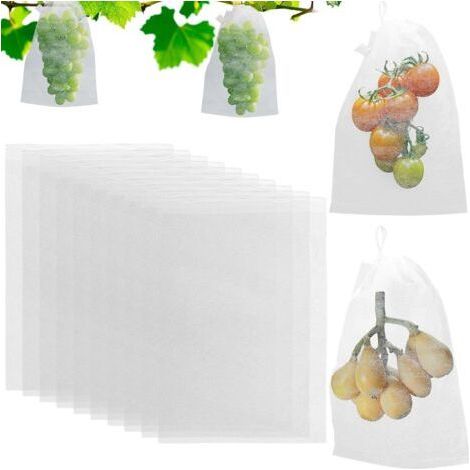100 Pieces Fruit Protection Bags, 20 x 30 cm Grape Protection Bags with Drawstring, Reusable Grape Protection Bags to Protect Against Wasps, Birds and Other Insects (1/4)