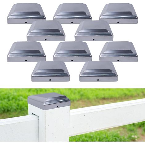 Fence Post Caps 7 x 7 / 8 x 8 / 10 x 10 cm Galvanised Steel Rectangular Weatherproof for Wooden Garden Posts 70 x 70 mm Pack of 10 (1/5)