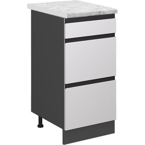 Mueble bajo de cocina R-Line, Blanco, 40 cm ET Mármol, Vicco