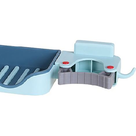 Porte-savon et balai 3 en 1, support mural sans joint pour balai, clip de drainage anti-humidité pour salle de bain, bleu (taille unique) (1/5)