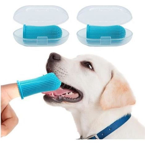 Lot de 4 Brosse a Dent Chien et Chat Kit Brosse à Dents Doigt 360° Full Surround Ensemble Brosses à Dents pour Chien Brosse à Dents (1/4)