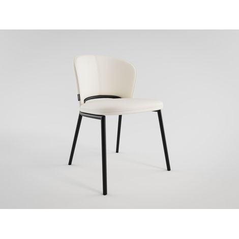 Esszimmerstuhl Design Küchenstuhl Dean Kunstleder creme Metallbeine (1/5)