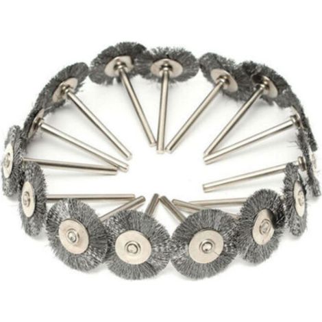 Lot de 45 brosses en acier inoxydable, tige de 3,2 mm, diamètres 10 mm, 15 mm et 25 mm pour nettoyage et travaux manuels (1/4)