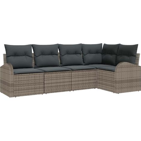 Maison Exclusive - Sofa Set mit Kissen 5 pcs Grau Polyester