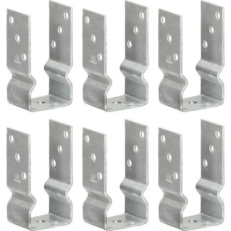 Supports de poteaux, lot de 6, argentés, 7 × 6 × 15 cm, acier galvanisé (1/5)