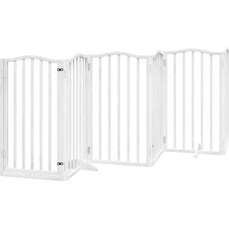 Barrière pour chiens et porte 6 panneaux blanc bois de peuplier (1/5)