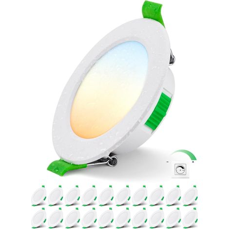 Lot de 20 Spot LED Encastrable Dimmable IP44 5W Blanc Réglable Pour Salle de Bain