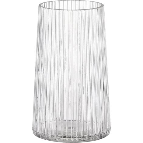 vase en verre transparent pour fleurs, vases nervurés pour salon, salle à manger, table basse, bureau, mariage, 20 cm (1/5)