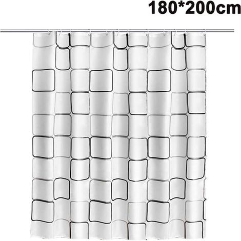 Square Meter Waterproof Breathable PEVA Shower Curtain with 12 Pieces Chrome Brass Buckles Use for Home Bathtub Enclosure and Hotel Liner 180×200CM (1/5)