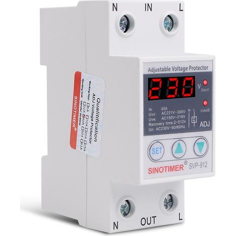 Régulateur De Tension 230v,Relais De Protection De Tension,230 V Sous Protection Contre Les Surtensions Relais De Protection De Récupération réglable Voltmètre Svp-912(63a) (1/5)
