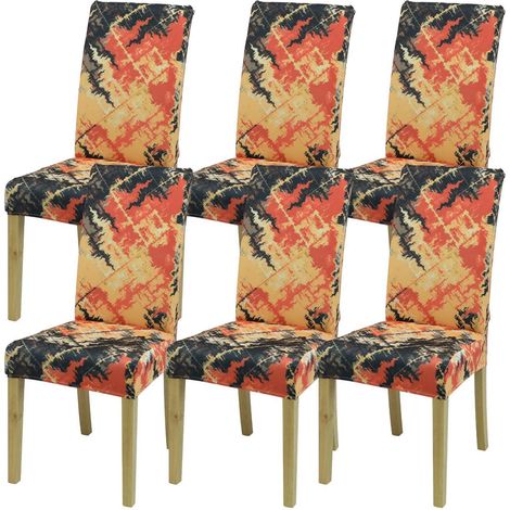 Stuhlbezüge 6er Set, Stretch, waschbar, für Esszimmer, Küche, Büro (1/5)