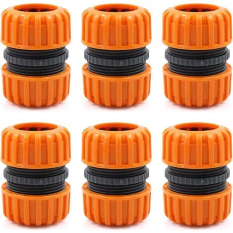 Kit de réparation de tuyau d'arrosage - 6 pièces pour raccorder 19 mm (3/4"), pour un raccordement facile et rapide ou un tuyau de réparation sans outils, jaune (1/5)