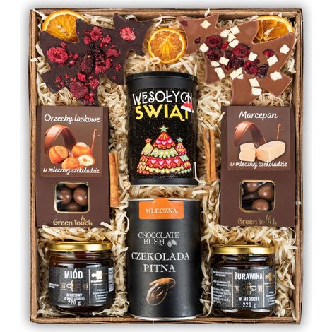 Cesto regalo con tè e cioccolato, regalo di Natale (1/5)