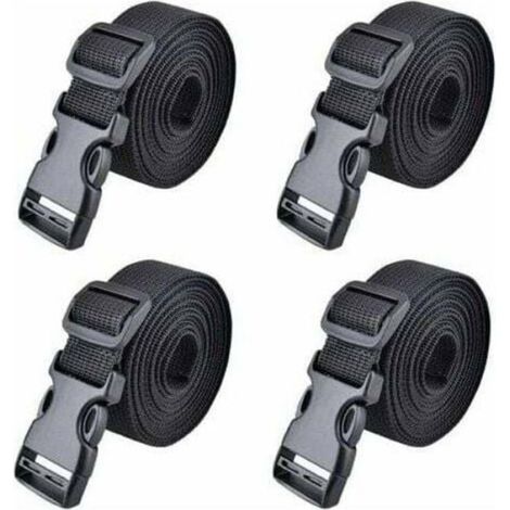 Sangle À Boucle Rapide - 188 cm - 25 mm - Noir - Lot De 4 - Polyester Haute Ténacité (1/4)