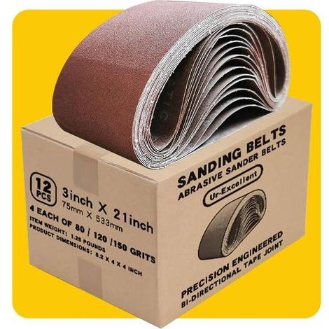 Bande Abrasive 915x 100mm Bande de Ponceuse - de Bandes Abrasives Mixte pour Ponceuses à Bande, Idéale pour le Bois(12 pièces) (1/5)