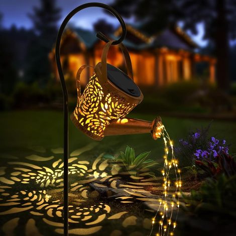 Lampes Solaires Extérieur Arrosoir Avec Guirlandes Lumineuses Décoration de Jardin Lanterne Solaire Décorative Métal pour L'extérieur pour Jardin Patio Passerelle (Roses) (1/5)