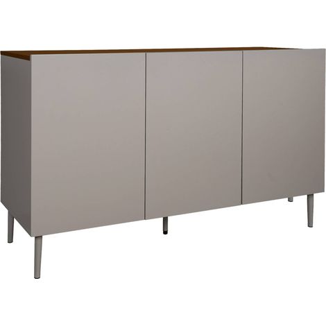 Sideboard metal and wood decor 3 doors 120 cm grey and walnut - Ashton