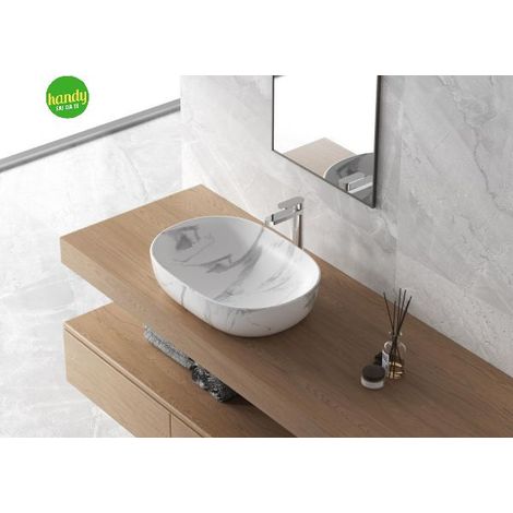 Lavabo d'appoggio Feridras 60x41cm Marmo Bianco