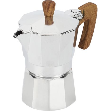 Moka pot en aluminium octogonal, machine à café expresso italienne électrique pour 3 tasses (1/5)