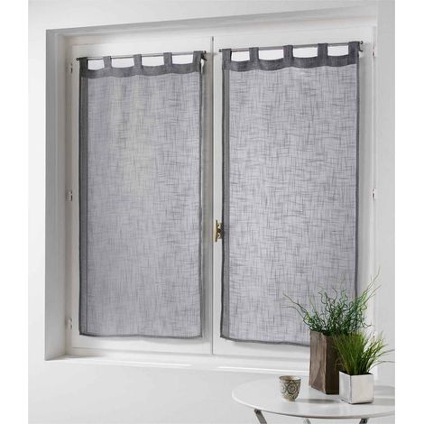 Ac-Deco – Paire de voilage brise bise 2 x 60 x 120 cm – Tissé effet lin gris – Fixation facile sur tringle – Lavable en machine
