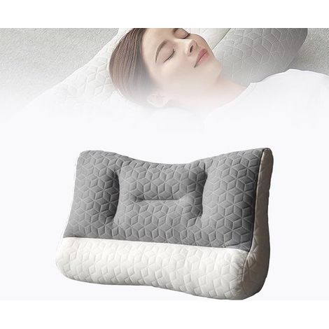 Almohada cervical ortopédica para un sueño profundo y para la apnea del sueño: soporte ergonómico de espuma viscoelástica para el alivio del dolor de cuello y hombros (blanca). (1/5)