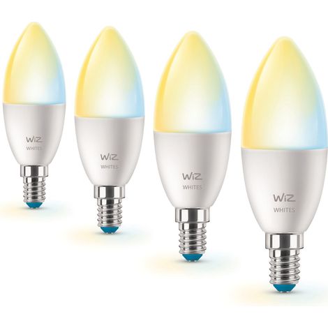 WiZ Vorteilspaket mit 4 Kerzen Lampen Matt E14 40 W Warm bis Kaltweißes Licht - Kompatibel mit Apple HomeKit, Alexa und Google Home - Tunable White (1/5)
