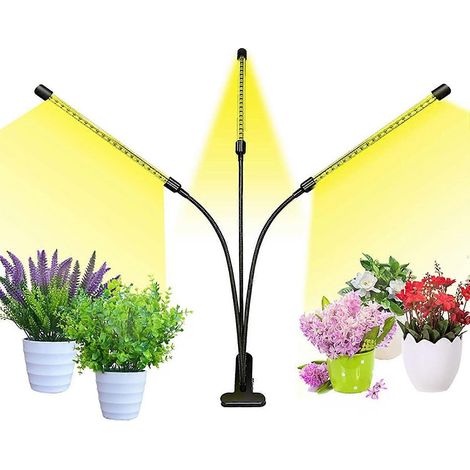 Lampe horticole ILoveMilan, lampe à légumes, lumière jaune, lampe à trois têtes pour la croissance des plantes (lumière jaune 3 broches + adaptateur 5V 3A) (1/4)