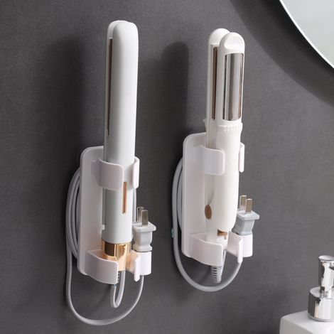 Estante de pared para plancha, secador y plancha de pelo, estante para herramientas de peinado (2 piezas)