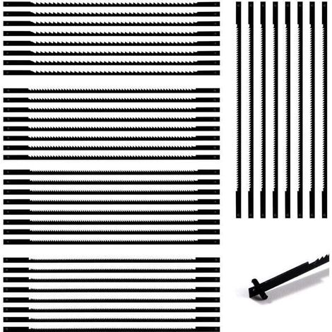 40 Pièces Lames de Scie à Chantourner, 10/15/18/20/24 dents Accessoires de Scie a Chantourner Acier, Lames de Scie en Acier Carbone pour Bois, Plastique, Mousse, Métaux mous (1/4)
