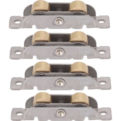 Ensemble de 4 roulettes pour porte-fenêtre coulissante, en acier inoxydable et cuivre, avec roulement à billes. Roue plate pour porte vitrée. (1/5)