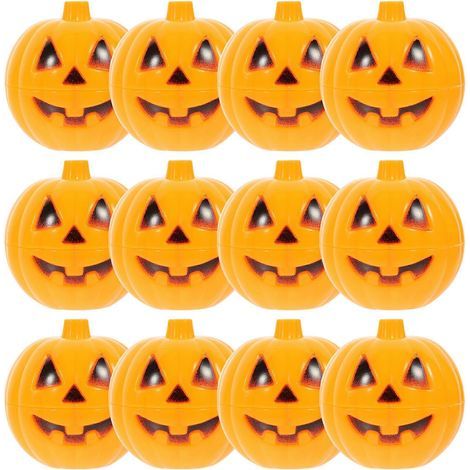 Lot de 12 boîtes de rangement en plastique en forme de citrouille, accessoires pour Halloween (mini-cadeaux).-5.50X5.50X5.50CM-Yellow (1/4)
