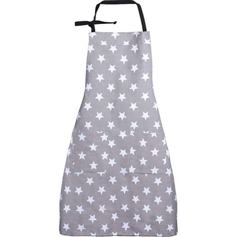 Grembiule da cucina (grigio), grembiule da cucina da donna, grembiule da cucina regolabile in cotone e lino per la cucina di famiglia, ristorante, barbecue (1/4)