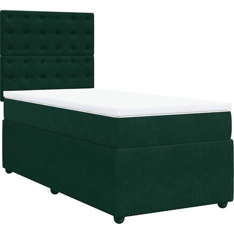 Maison Exclusive - Sommier à lattes de lit avec matelas Vert foncé 90x190 cm (1/5)