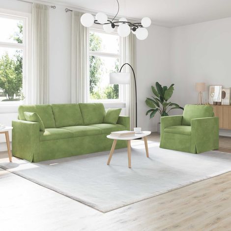 Sofa Set 2 pcs Hellgrün 198 x 78 x 80 cm Samt