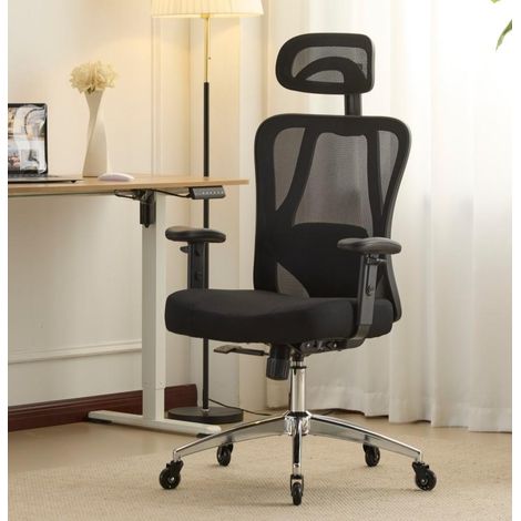 Breathable Office Computer Chair Adjustable Armrest and Headrest Silent Casters (1/5)