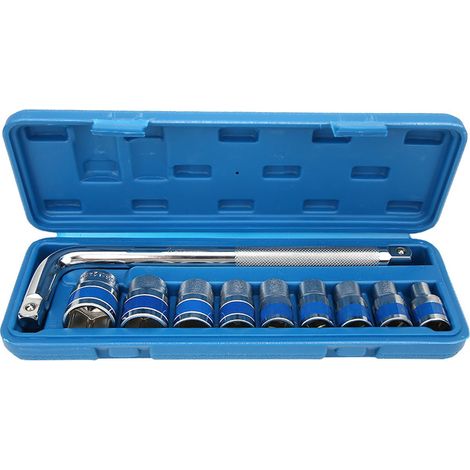 Coffret de douillesJeu de Clés à Chocs 10 Pièces - Chrome Vanadium Steel - Pour Vélo, Moto et Réparation Véhicule - 8-24mm Socket + Mandrin 1/2in (1/5)